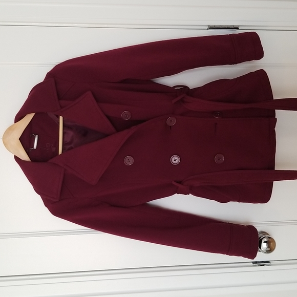 ⭐ 2/$10 Red / Burgundy Short Peacoat - Double breasted - Picture 1 of 5